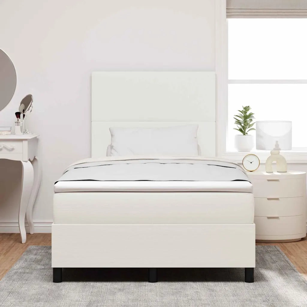 Letto a molle Crema e Bianco 120 x 190 cm Tessuto in Cords 3337549