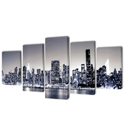 5 pz Stampa su Tela da Muro Panorama New York Monocromatico 100 x 50cm cod mxl 50690