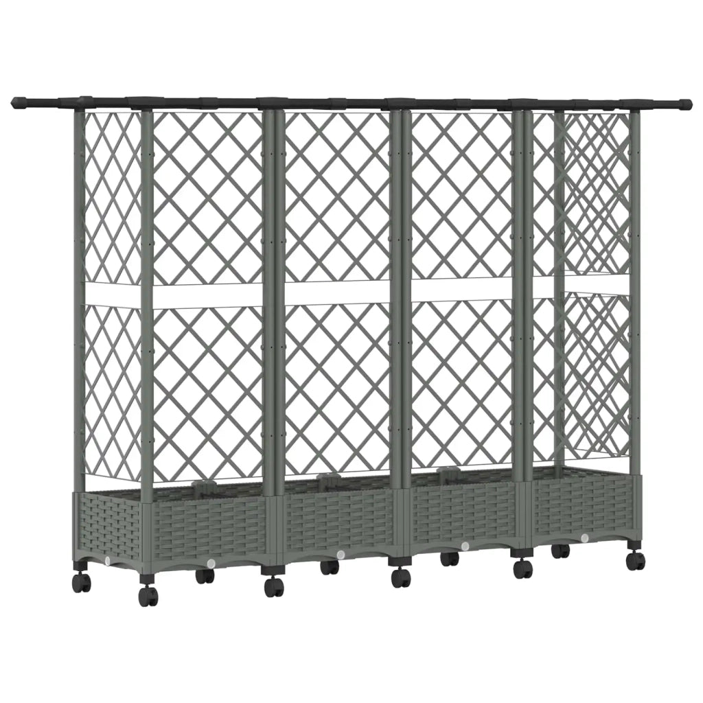 Letto Rialzato con Griglia e Tetto Grigio Chiaro PP 3423163