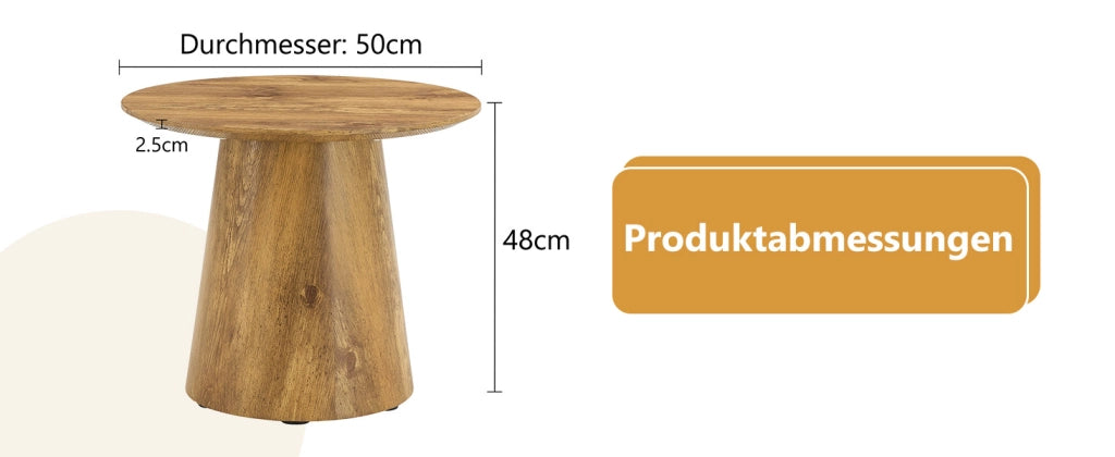 TAVOLINO ROTONDO 50 cm Effetto legno MDF