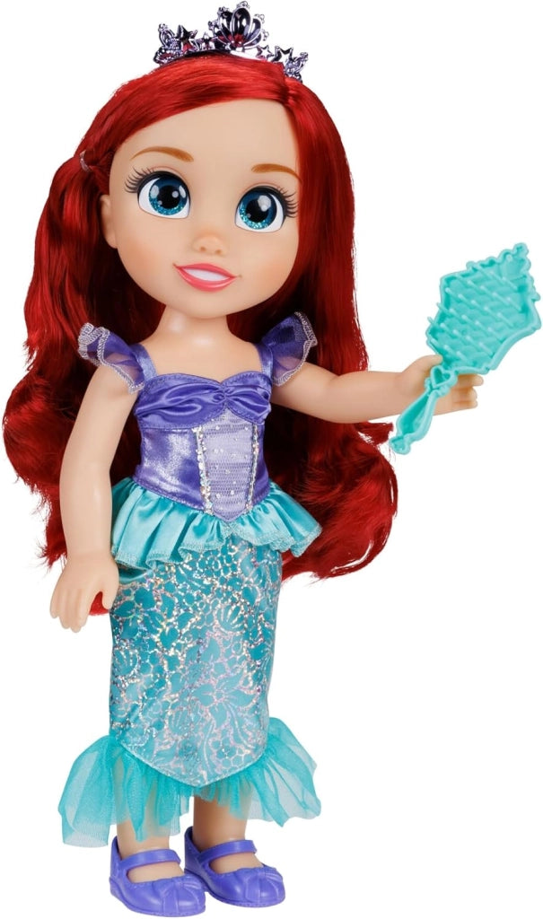 Disney Princess ? bambola 38 cm di Ariel, con i suoi abiti iconici arricchiti da dettagli glitterati, tiara scintillante