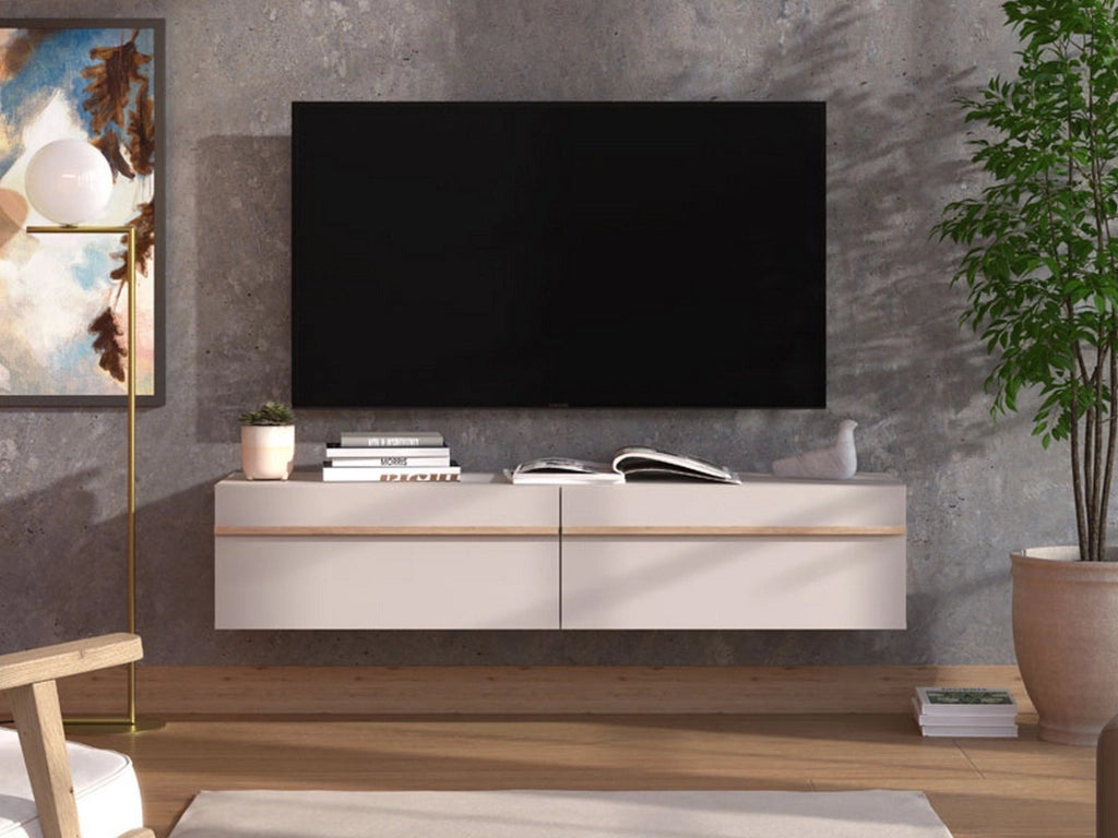 Carcare, Mobile Porta tv un Ripiano, 154x41.5x32h cm Beige