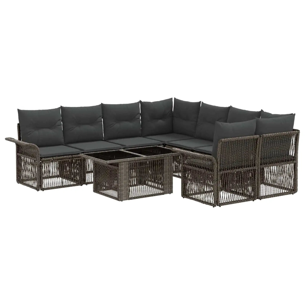 Set Divano da Giardino 9 pz Grigio e Grigio Scuro polyrattan 3436610