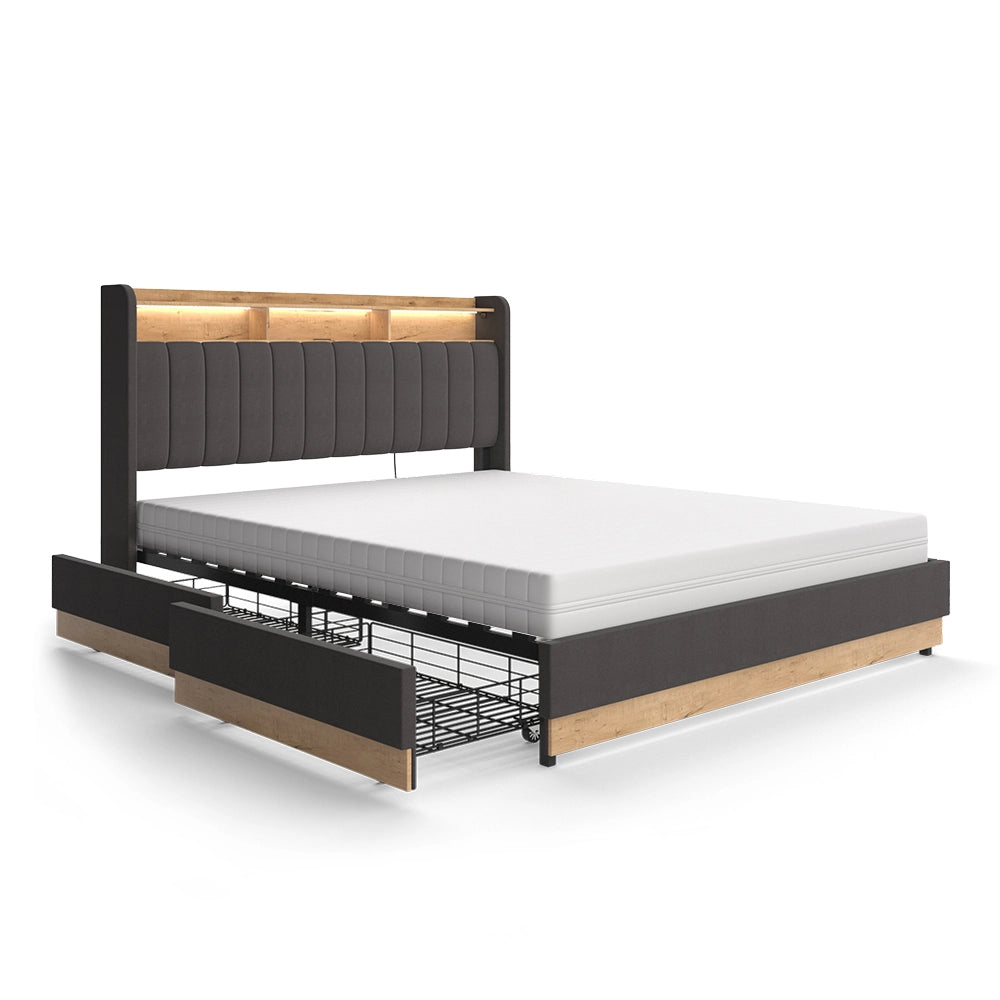 Vitalispa Letto imbottito Antracite 160x200 cm con materasso