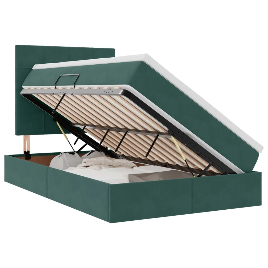 Letto con contenitore LED e materasso Verde Scuro 120 x 200 cm