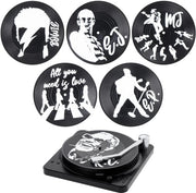 6 Pack Sostegni per Dischi in Vinile Retro, Onderzetters per CD con Supporto per Platter per Caffè, Tè, Birra, Vino, Bar, Caffetterie, Feste a Casa, Ufficio
