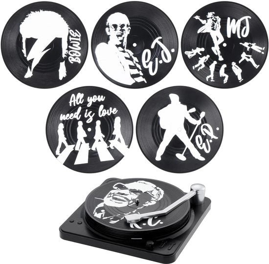 6 Pack Sostegni per Dischi in Vinile Retro, Onderzetters per CD con Supporto per Platter per Caffè, Tè, Birra, Vino, Bar, Caffetterie, Feste a Casa, Ufficio