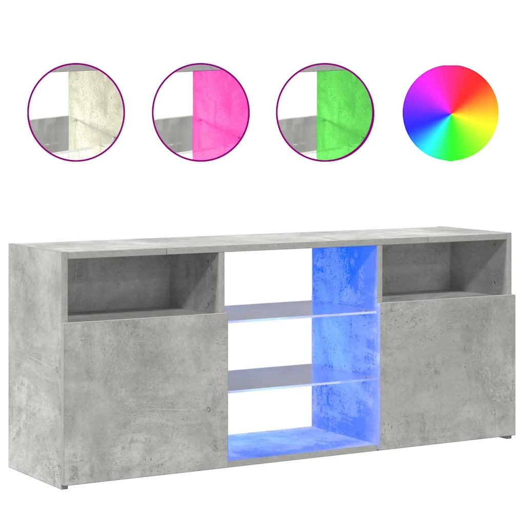 Mobile Porta TV con Luci LED Grigio Cemento 120x30x50 cm 804305