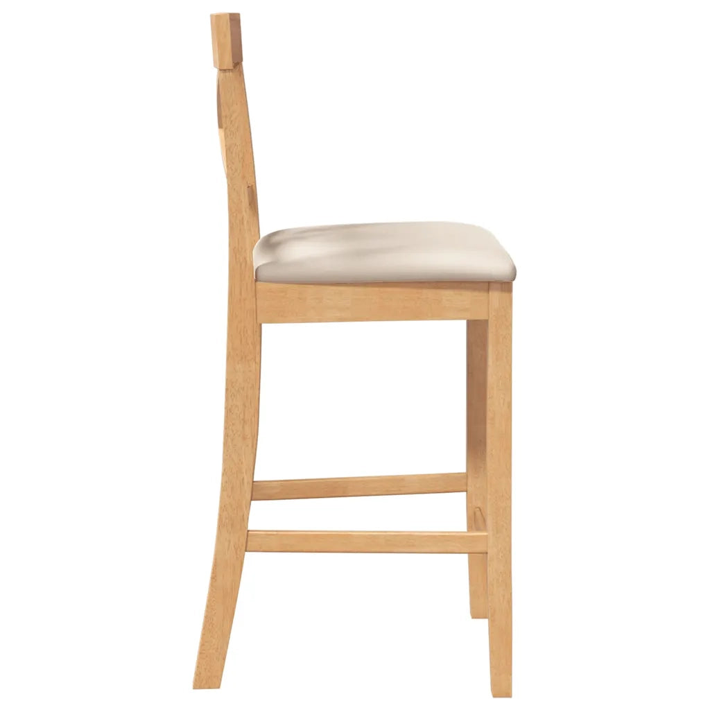 Sgabelli da Bar con Cuscini 2pz Naturale Legno Massello Hevea 4102549