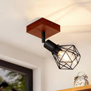 ZMH Faretto da soffitto neri 1 fiamma legno E14 vintage per soggiorno