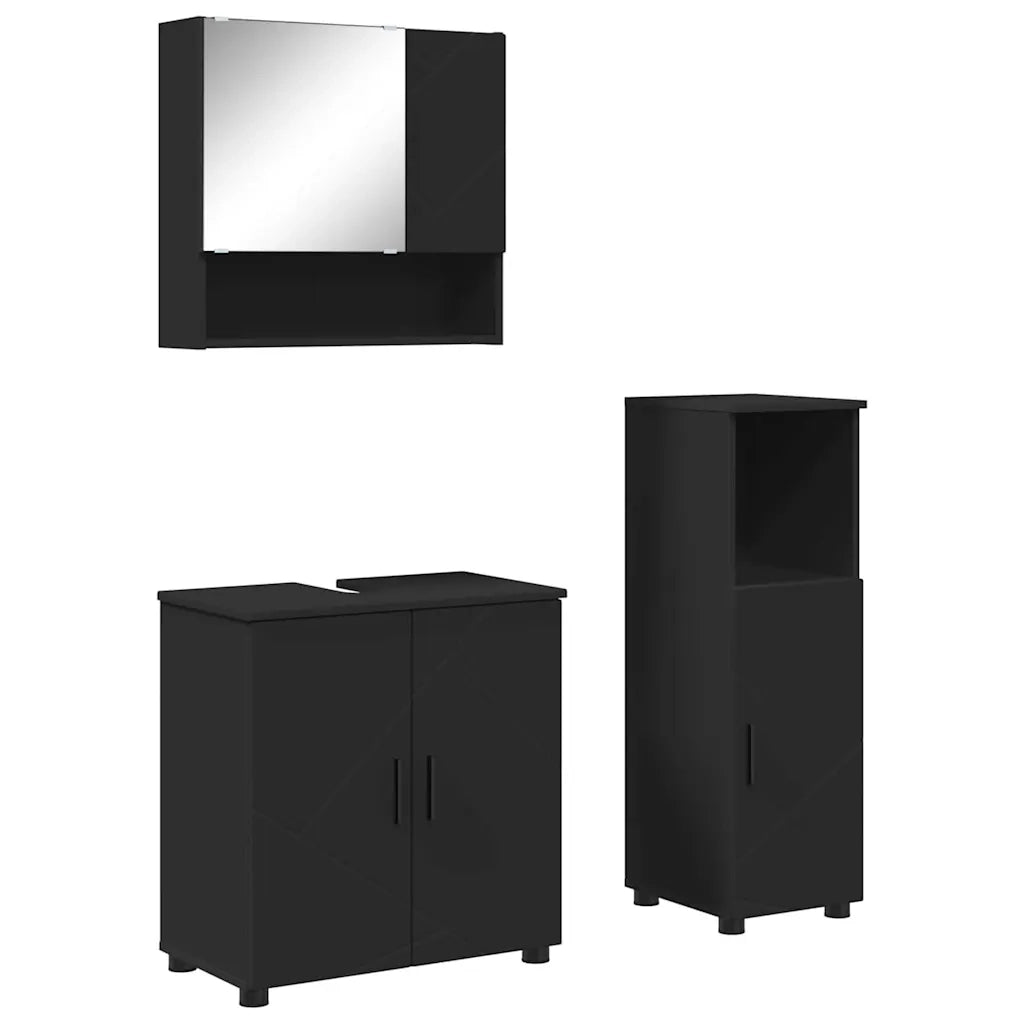 Set di mobili per il bagno Montaggio a parete 3 pcs Nero 3392944