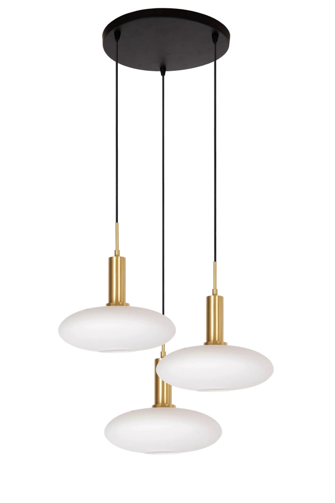 Lampadario Singala Lucide 3 luci vetro bianco ottone
