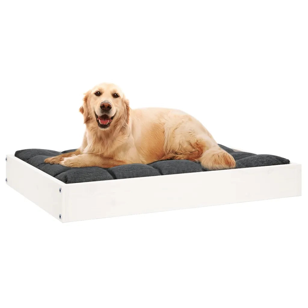 Cuccia per Cani Bianca 71,5x54x9 cm in Legno Massello di Pino 820857