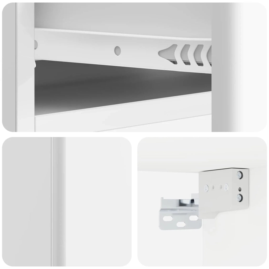 Tavolino da Parete Laterale Bianco Lucido 59 x 34,5 x 17 cm 899169
