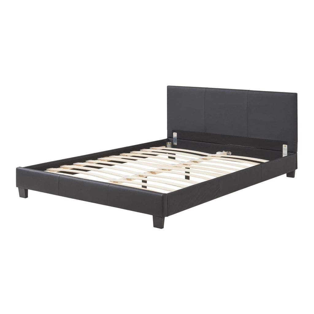 Letto Francese a Testiera Alta 140x200 cm Rivestimento in Similpelle Nero Corium