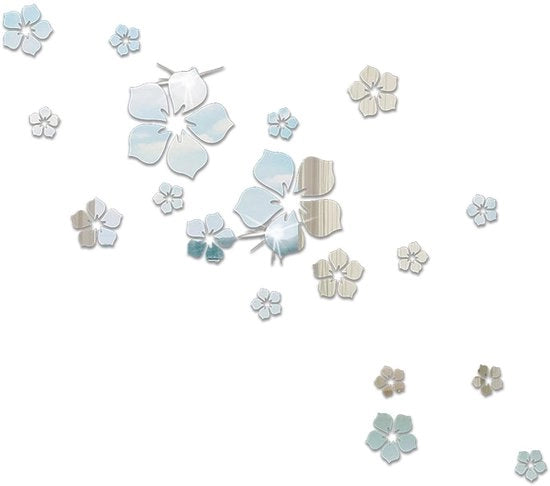 Decorazione per Parete a 18 Parti - Fiori di Ciliegio - Sfondo Tridimensionale - Adesivo Auto-Attaccante - Acrilico - Atmosfera Romantica