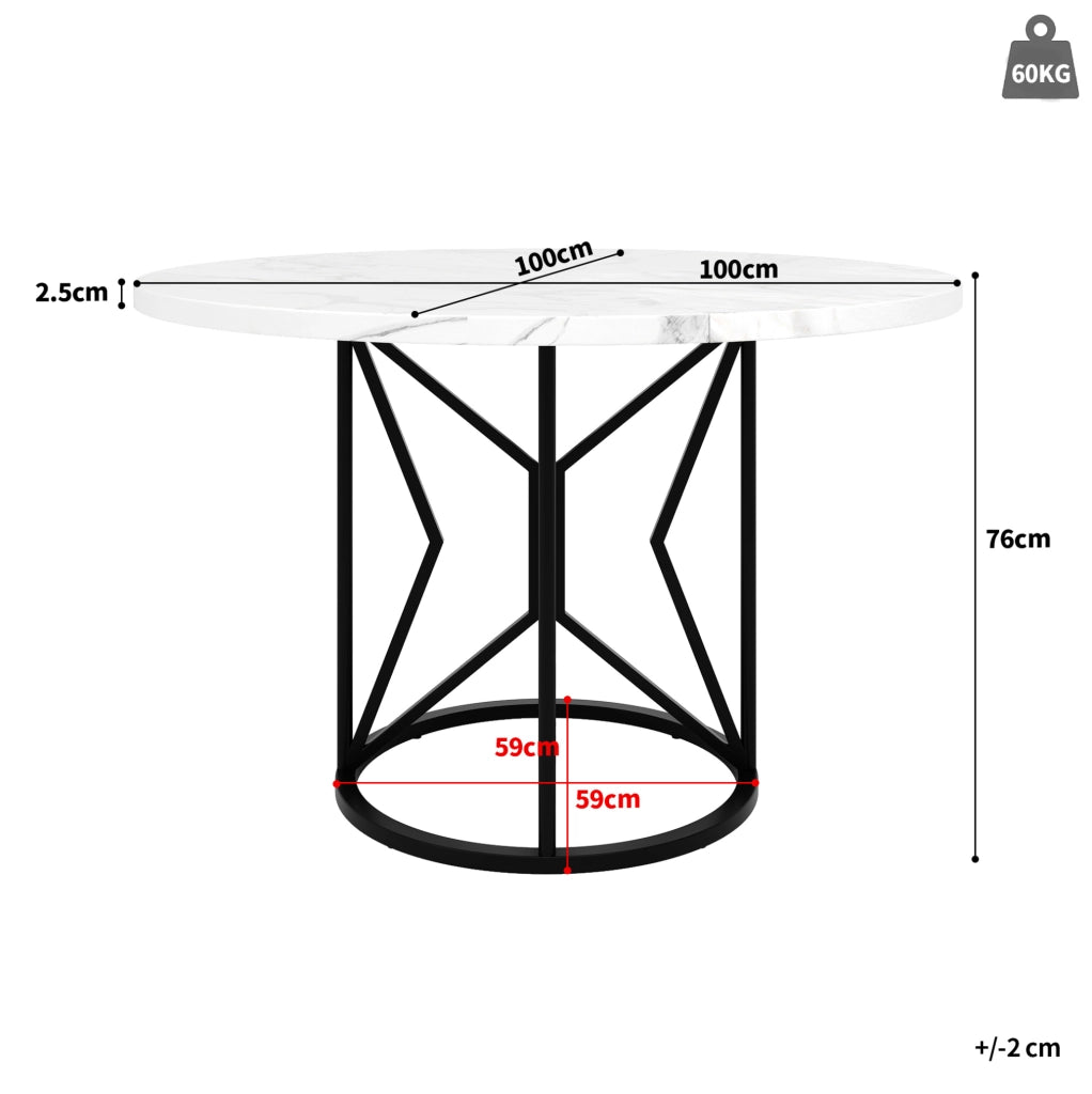 Tavolo da pranzo 100x100x76 cm in MDF e metallo nero