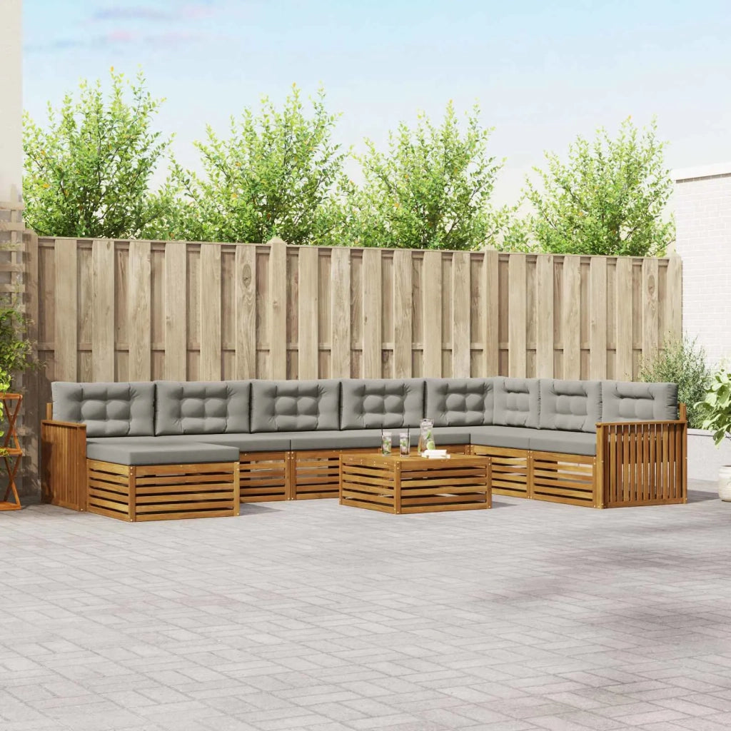 Set di divani da esterno 9 pcs Grigio Naturale e Chiaro 3373976