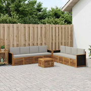 Set di divani da esterno 9 pz Naturale e Grigio Chiaro 3384162