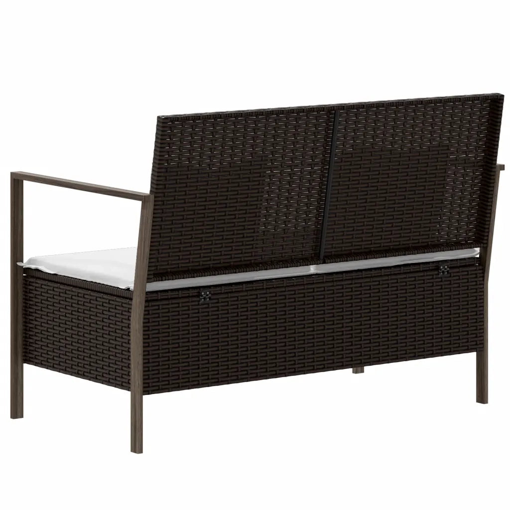 Panca da Giardino a 2 Posti-Sgabello-Panca da esterno con Cuscini in Polyrattan Marrone