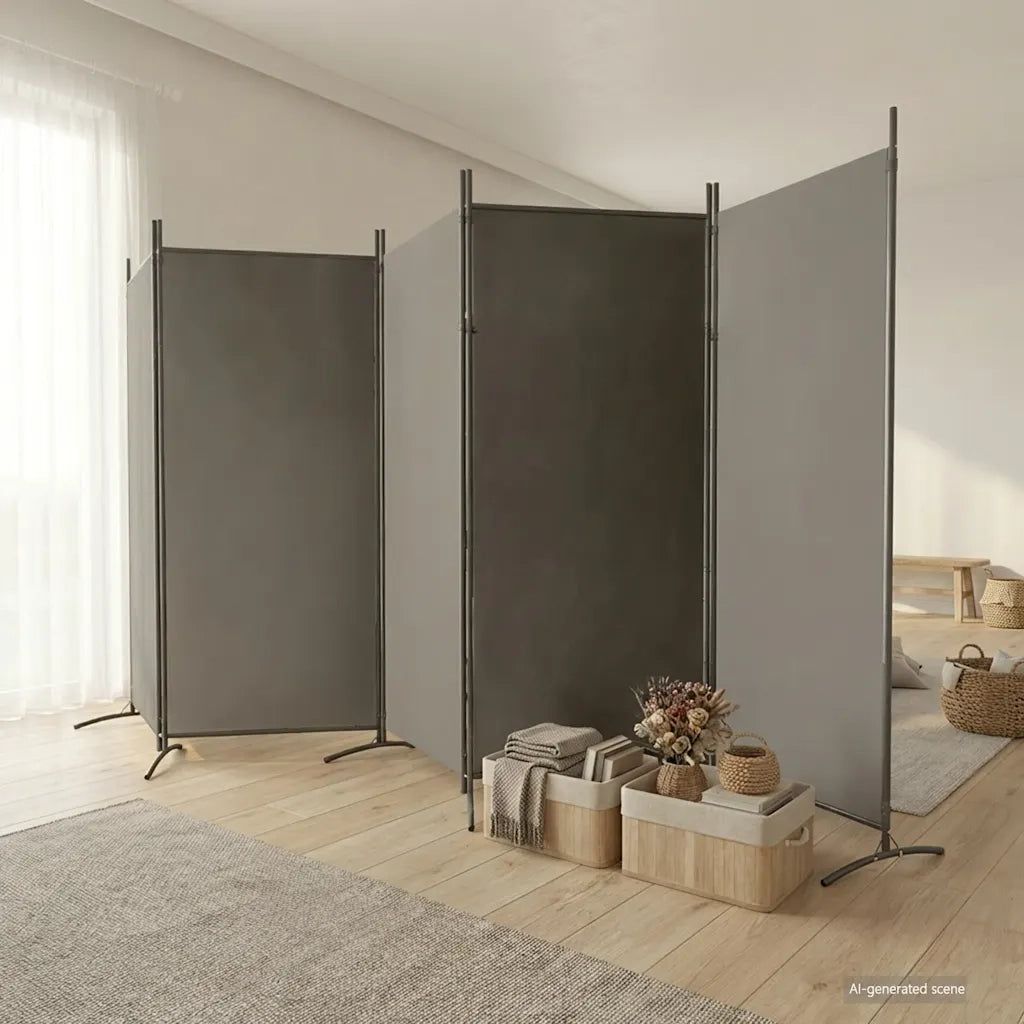 Divisorio Ambienti | Divider per stanze | Paravento a 5 Pannelli Antracite 433x180 cm Tessuto