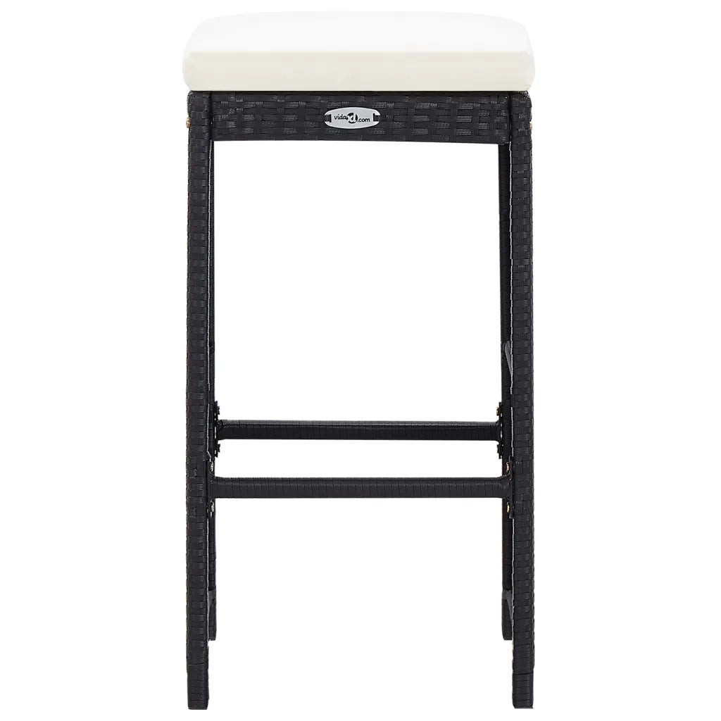 Set da Bar da Giardino 7 pz con Cuscini in Polyrattan Nero 49560