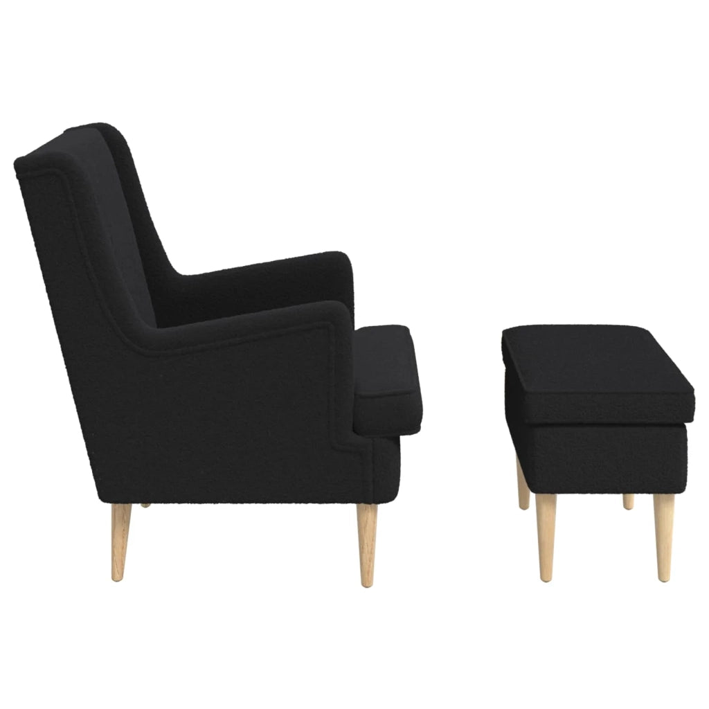 Poltrona con Ottomano 2 pz Nero Bouclé 3418841