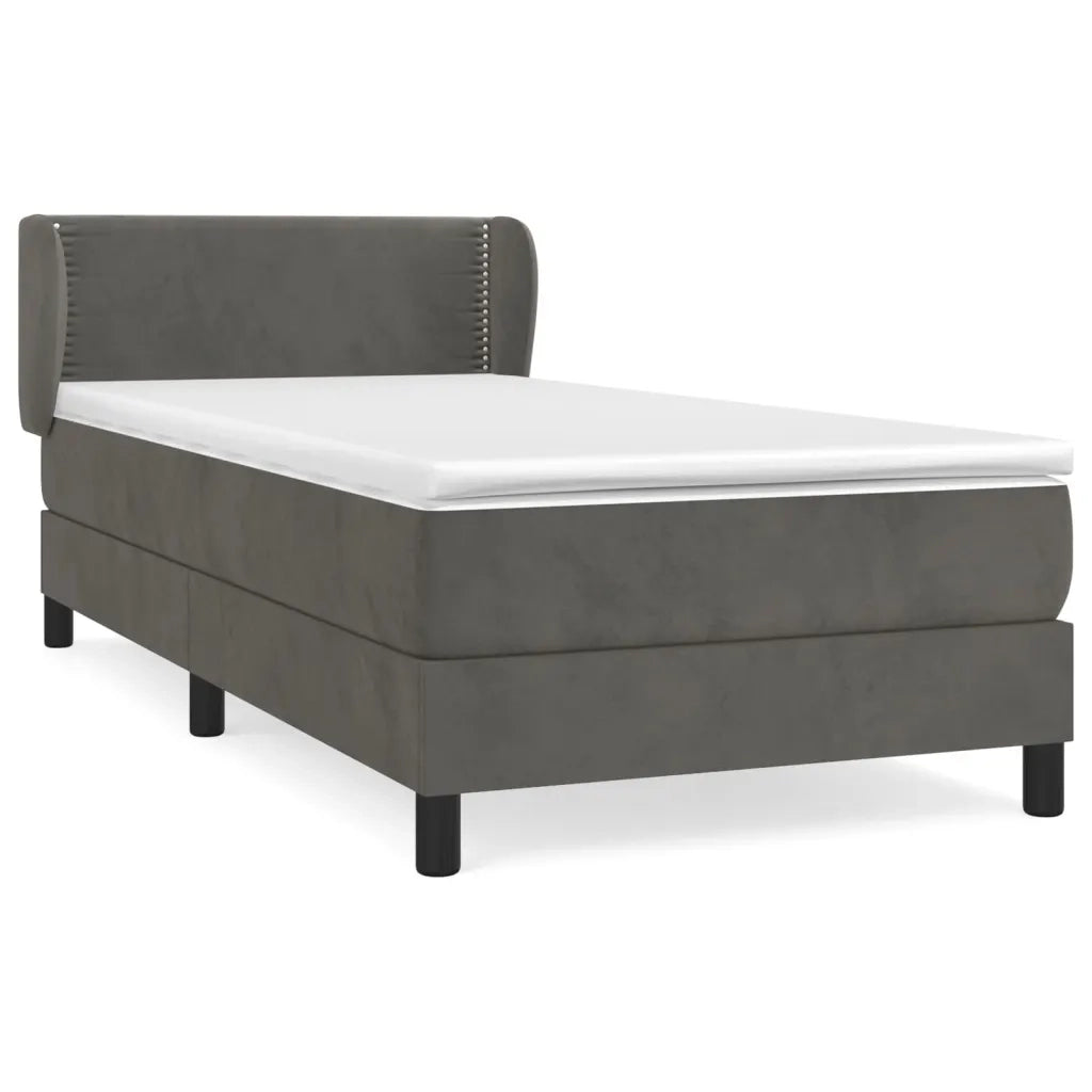 Giroletto a Molle con Materasso-Struttura Letto Grigio Scuro 90x200 cm Velluto 186748