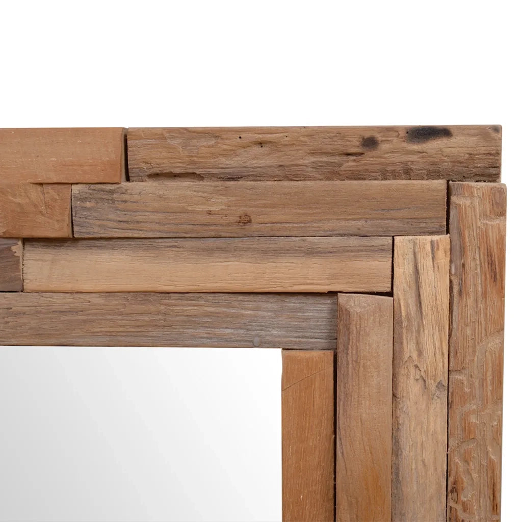 Specchio Decorativo in Legno di Teak 90x60 cm Rettangolare 244563