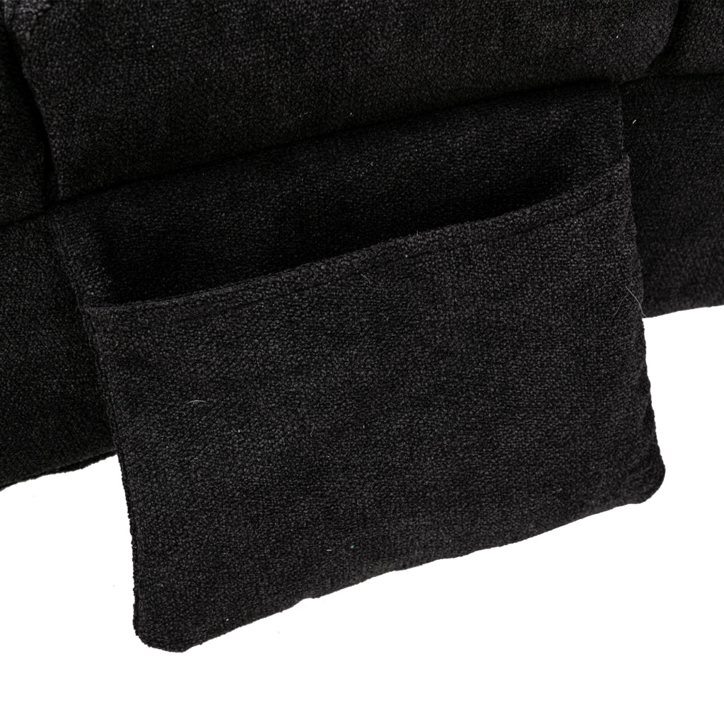 OKWISH Méridienne in Lino con Vibrazione Delicata, Schienale Ergonomico 140° e Tasca Laterale, Nero
