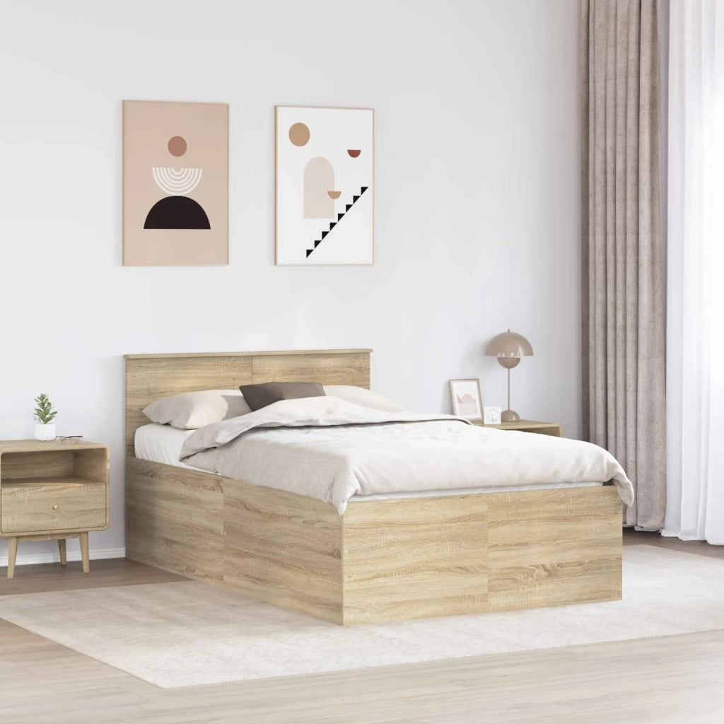 Struttura del letto con testiera Rovere Sonoma 135 x 190 cm 3408587