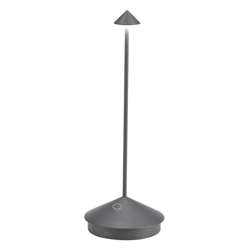 Lampada a led da tavolo Pina Pro Grigio Scuro ricaricabile e dimmerabile senza fili Zafferano