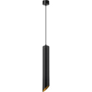 Trade Shop - Lampadario A Cilindro Asimmetrico Da Soffitto Nero Con Interno Oro Attacco Gu10 Ts187 -