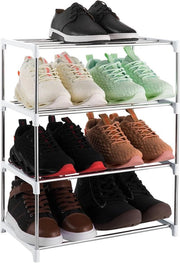 Scaffale per scarpe 4 livelli per ingresso, soggiorno e cucina - Conservazione di scarpe compatta