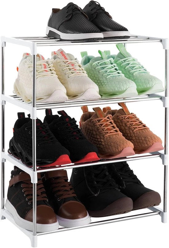 Scaffale per scarpe 4 livelli per ingresso, soggiorno e cucina - Conservazione di scarpe compatta