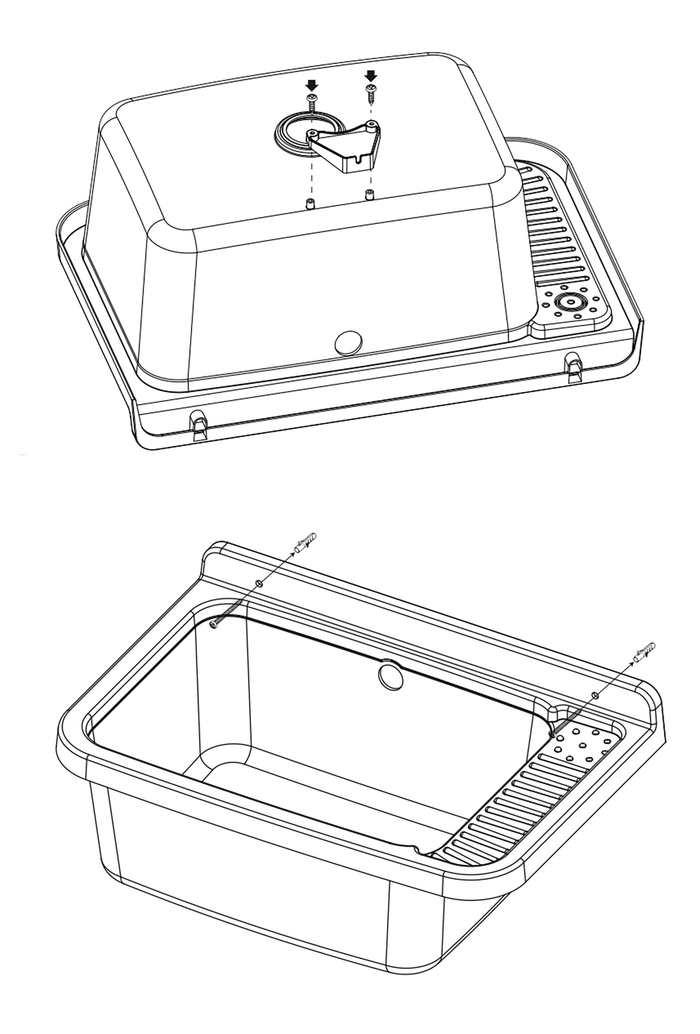 Lavatoio 50 cm Pilozzo a Parete con Griglia in Resina Bianco