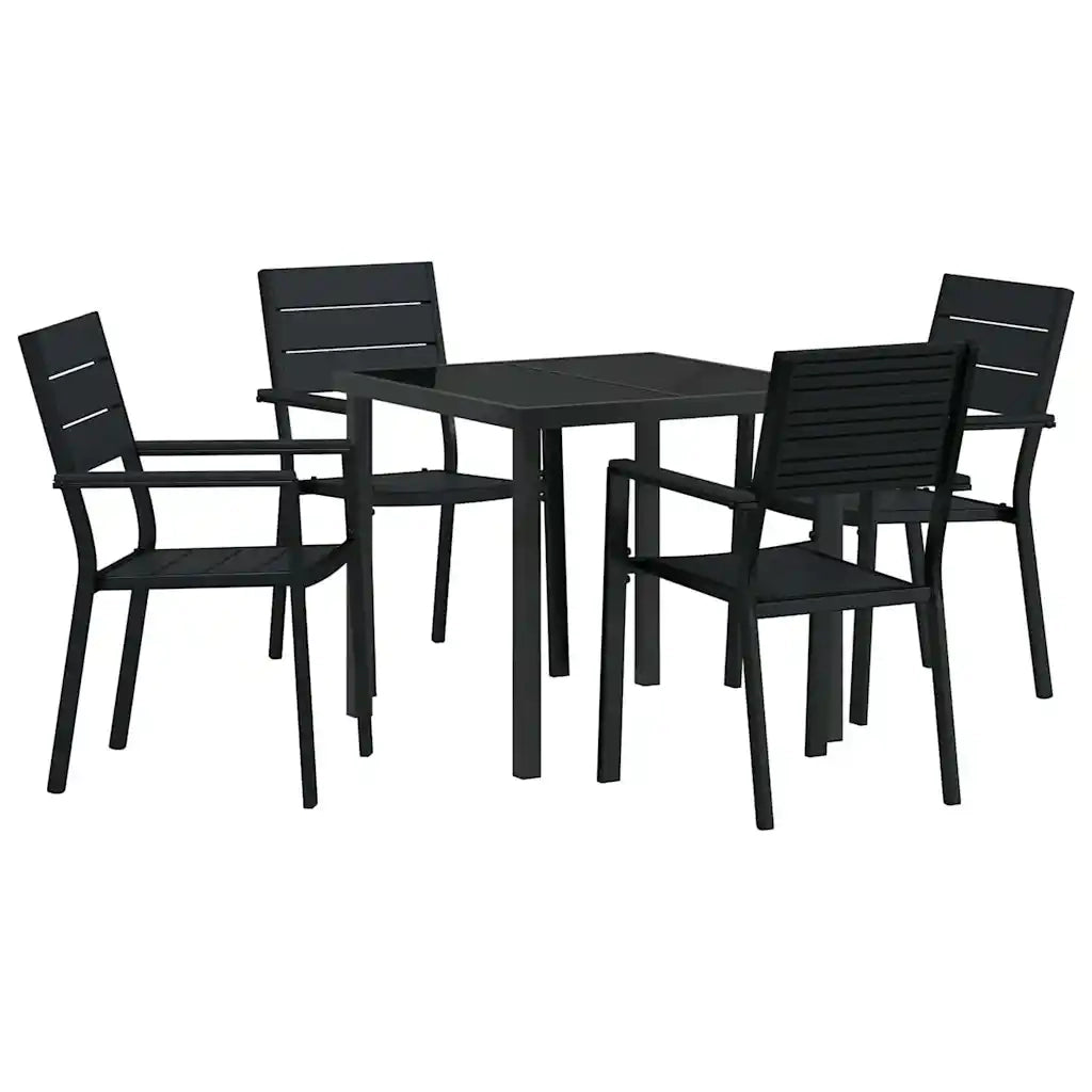 Set da Pranzo per Giardino 5 pcs Nero