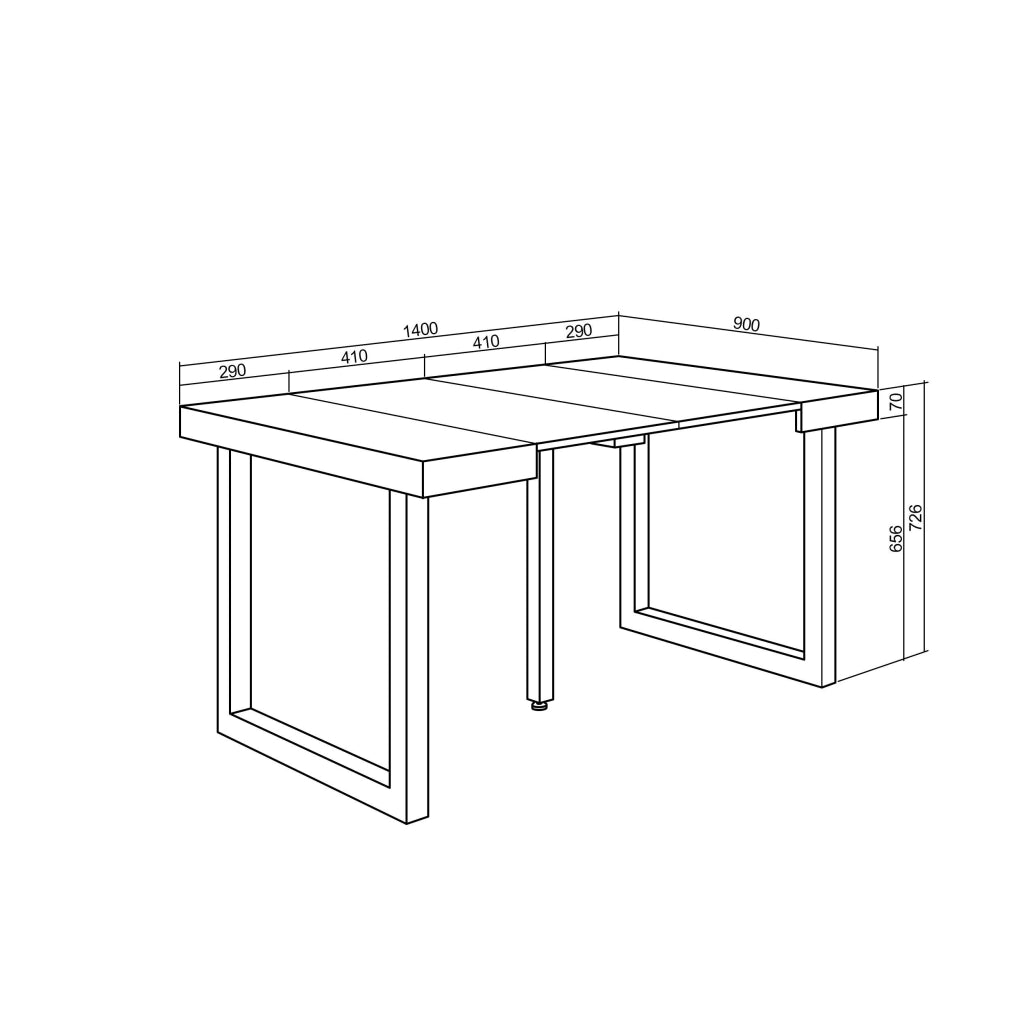 Consolle allungabile, 58 fino 140x90x73cm, Per 6 persone, Gambe in legno, grigio cemento RF2716