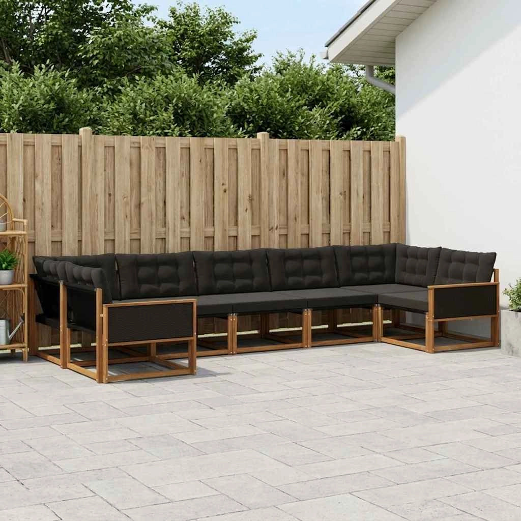 Set di divani da esterno 7 pz Naturale e Nero 3381656