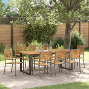 Set da pranzo per giardino 9 pezzi Grigio Polyrattan Acacia