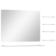 Specchio da Parete | Specchio decorativo con 5 Mensole Argento 80x60 cm