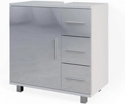 Mobile sottolavabo per bagno Ilias, Bianco lucido, 60 x 60.8 cm, con intaglio per sifone per l'installazione su lavabo