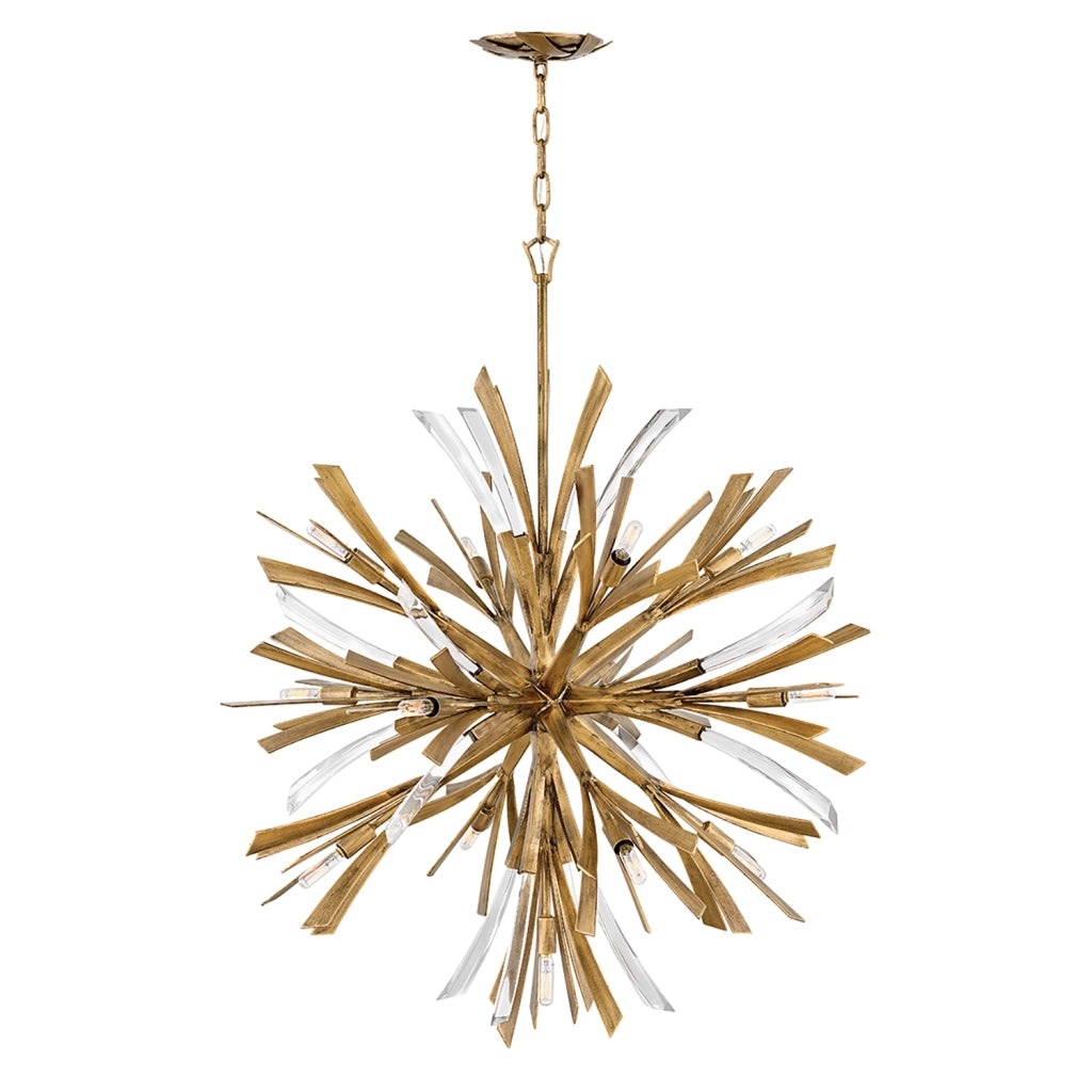 Lampadario Industrial Nordico Vida Acciaio Oro Brunito Grande 13 Luci E14