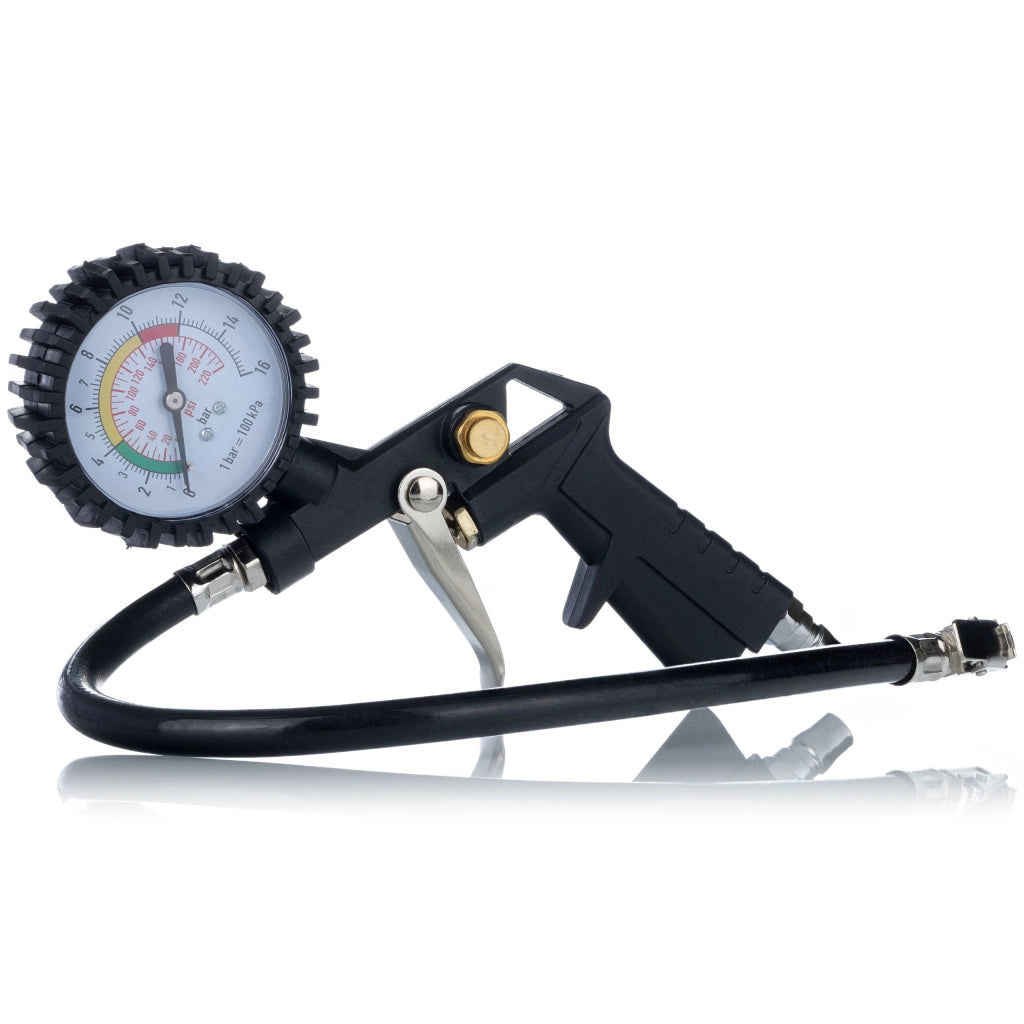 Pistola Pneumatica con Manometro 0-16 Bar – Alluminio Leggero e Durevole | Tubo 35 cm