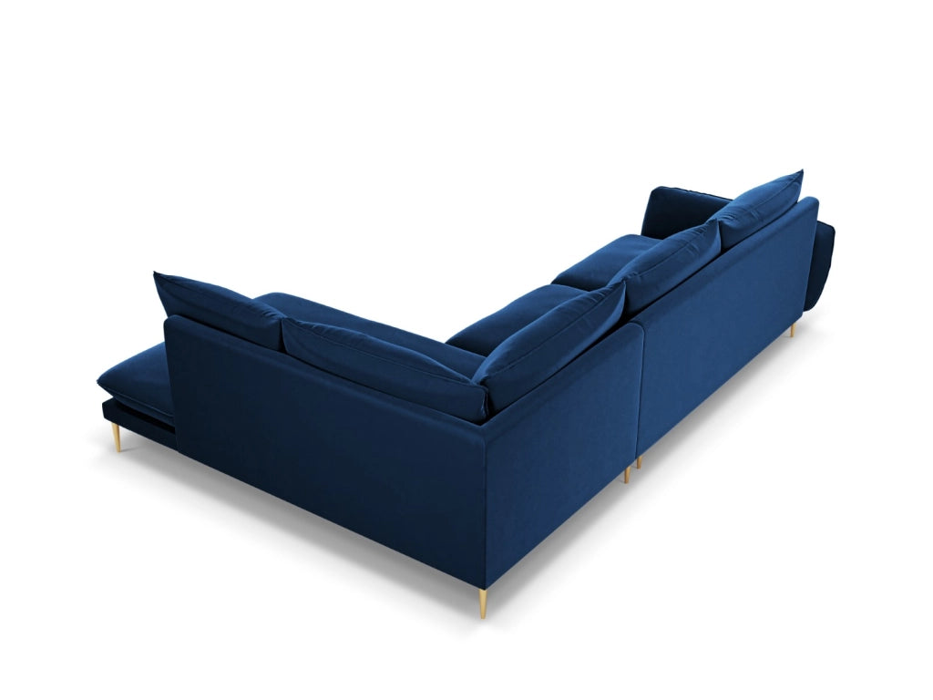 Cosmopolitan Design - Divano angolare sinistro "Vienna" 6 posti in velluto blu reale 