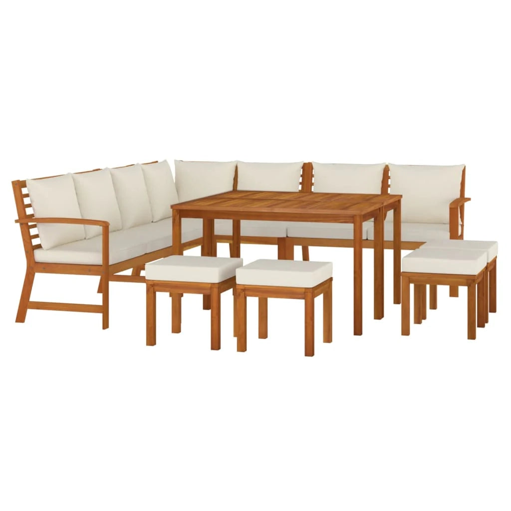 Set da pranzo per mobili da giardino mobili da esterno con cuscini 11 pezzi in legno di acacia 02_0014415