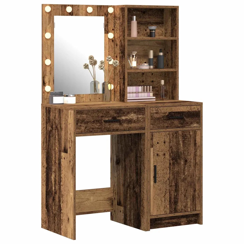 Set da tavolo da trucco con LED con porta 2 pcs Legno vecchio 3334279