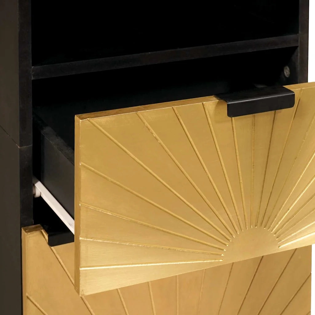 vidaXL Mobile da Bagno con cassetto Nero e Oro 38 x 33 x 160 cm