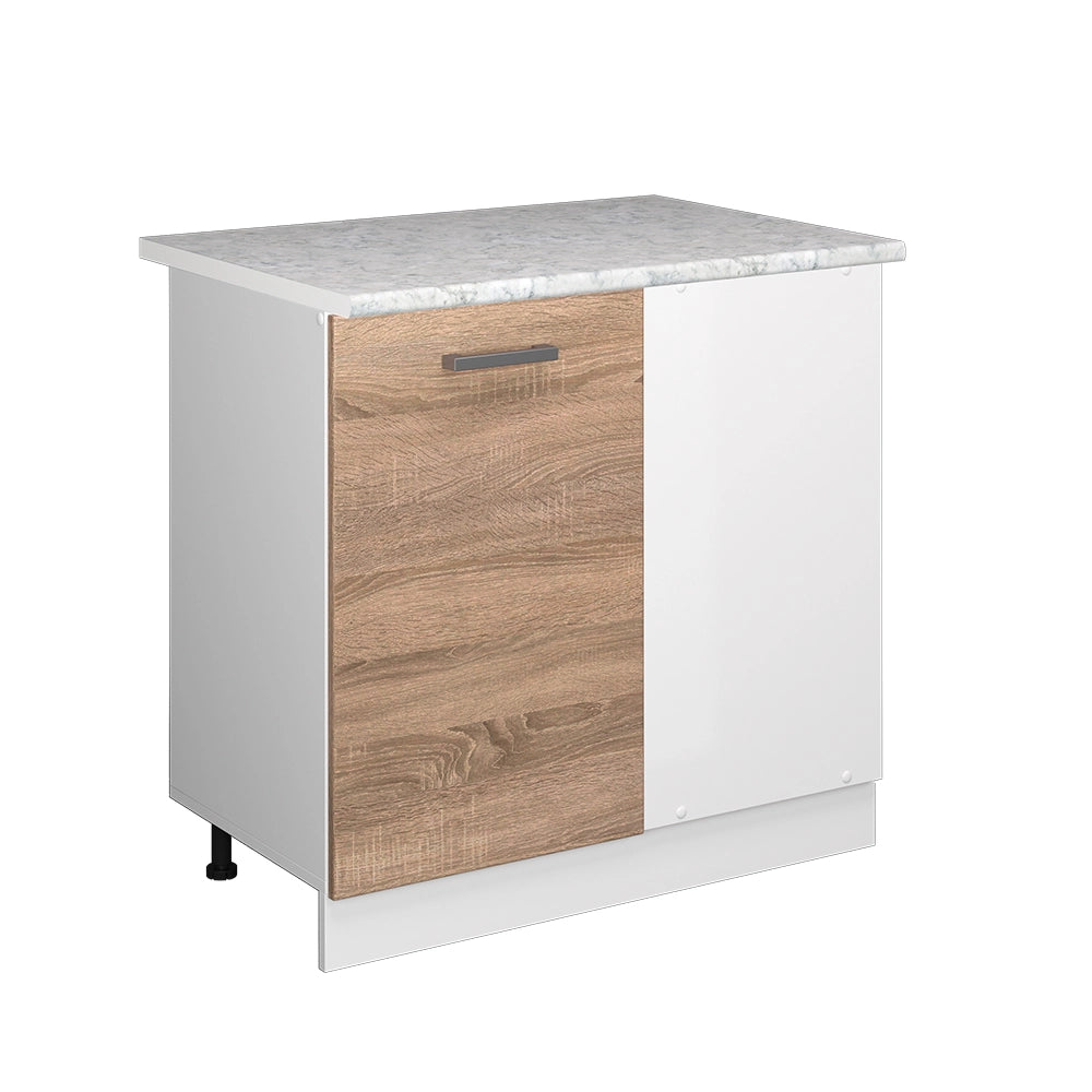 Mobile ad angolo cucina R-Line Sonoma/Bianco 86 cm, PL Marmo Vicco