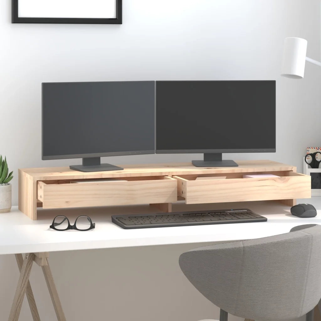 Supporto per Monitor 100x27x15cm in Legno Massello di Pino 813959